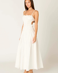 white Smocked maxi dress
Straight neckline
Adjustable spaghetti straps
Gathered bust with tiered smocking
Back cutout detail
Side pockets
Fully lined