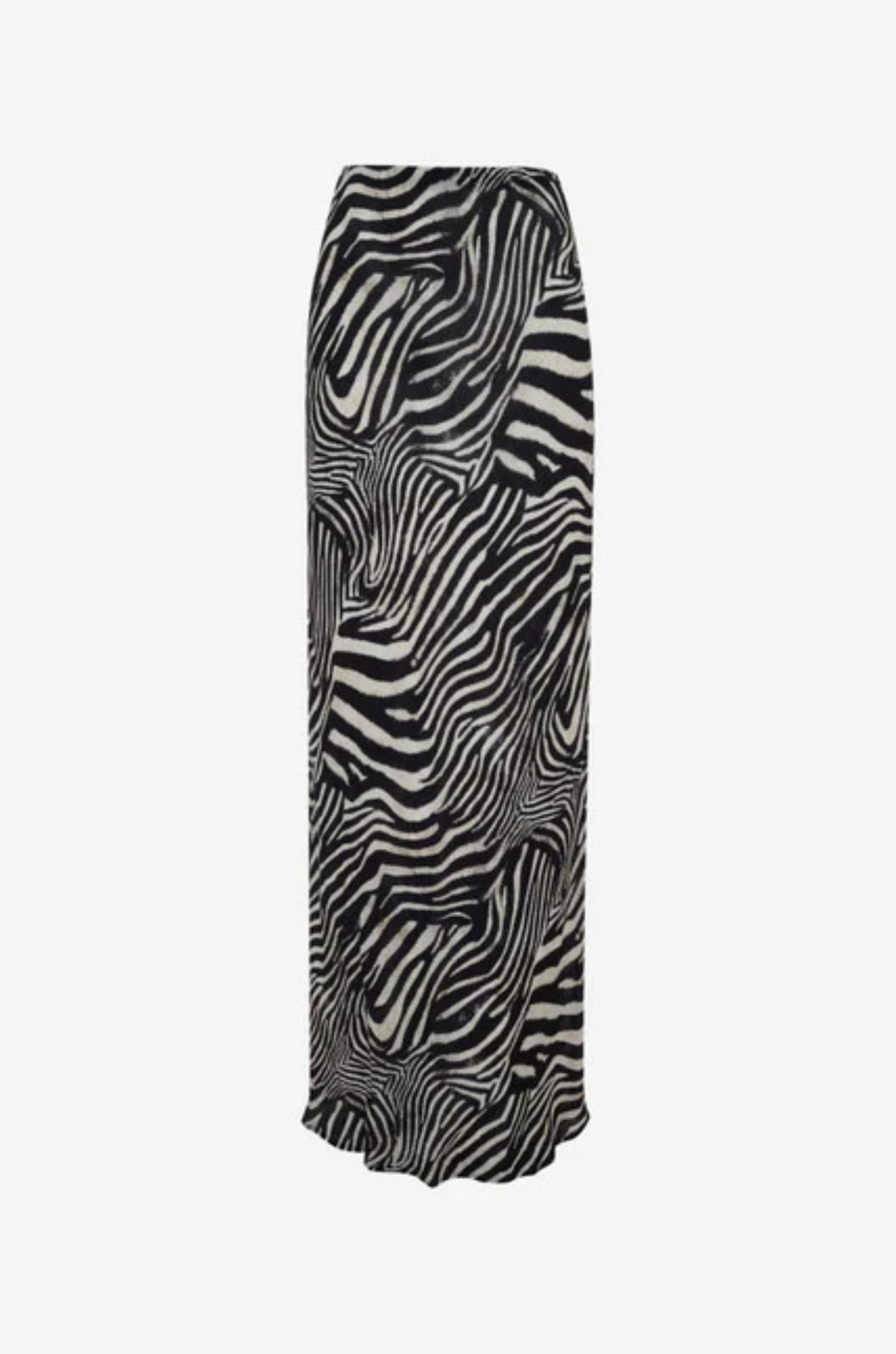 Zebra printed maxi skirt
Elastic waistband
Bias cut
Unlined/Sheer