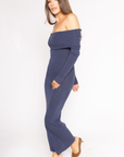 blue Knit off the shoulder maxi dress
Long Sleeve
Unlined
winter wedding guest dress