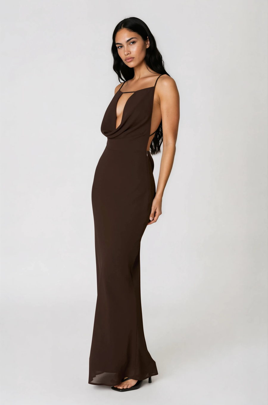 maxi brown wedding guest dress Solid Square Neck Tank Top, Large / Dusty Brick