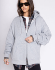 grey Oversized zip up hoodie
Zip up closure
2 way zip
2 front pockets
Unlined