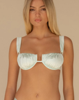 blue Underwire bikini top
Demi Cup
Moderate Bust Support
Wider Shoulder Straps
Adjustable Back Hook Closure
Dainty Bow Tie on the Bottom of the Front Shoulder Strap
Keyhole Cut-Out in Center-Front
80% Recycled Nylon 20% Spandex Fabric