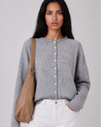 grey Fuzzy knit cardigan
Crewneck
Front button down closures
Long sleeves
Unlined