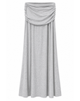grey Maxi skirt
Cinched waistband
Wast: 26" / Length: 37"
Rayon/Spandex