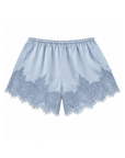 baby blue Satin short with lace trim
Elastic waistband
Unlined