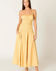 yellow Smocked maxi dress
Straight neckline
Adjustable spaghetti straps
Gathered bust with tiered smocking
Back cutout detail
Side pockets
Fully lined