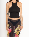 black Knit halter tank top
Adjustable neck tie
going out top