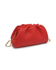 red Woven clutch bag
Detachable chain strap
Snap frame closure
Inner zipper pocket
red bag clutch