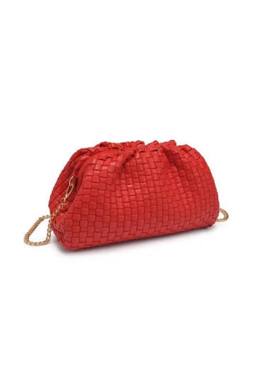 red Woven clutch bag
Detachable chain strap
Snap frame closure
Inner zipper pocket
red bag clutch