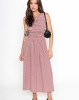 Gingham printed midi dress
Side pockets
Sleveless
Smocked bodice
Adjustable back tie
Open back
Unlined
burgundy gingham maxi dress
summer dress
fall dress
summer to fall transition dress