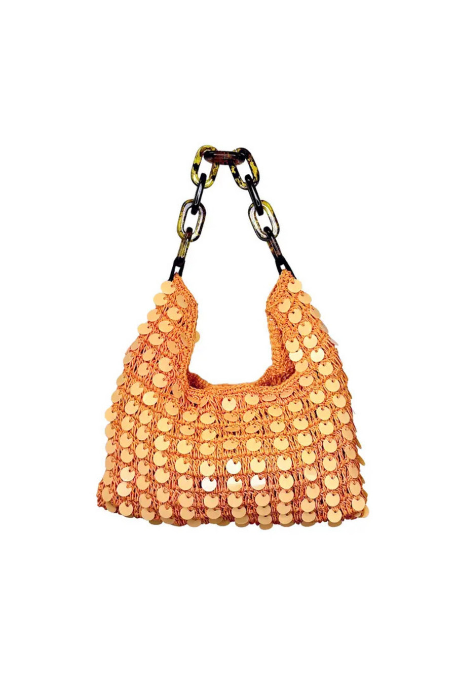 orange Sequin cotton mini purse
Inner lining
Magnetic clasp closure