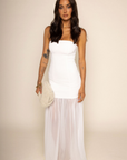 white Strapless sheer maxi dress
Back zipper closure
Partially lined
Inner rubber grip lining
Partially sheer
white mesh skirt dress
bridal dress
Bachelorette
rehearsal dinner dress
bridal shower dress