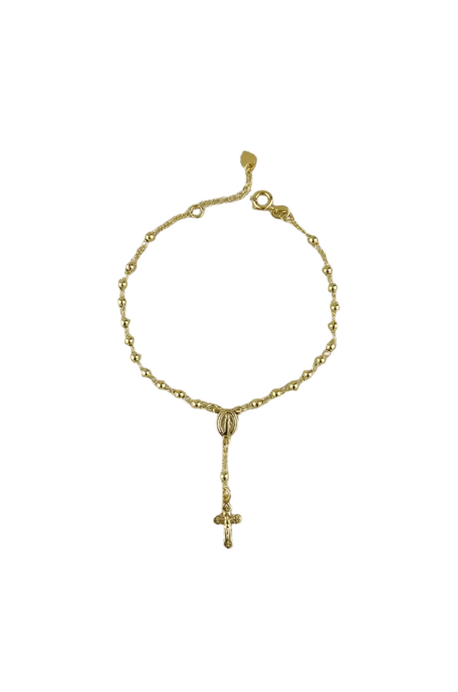 18k Gold Filled Beaded Rosary
Length: 7" with 2" extender chain
Hypoallergenic jewelry
Nickel Free
Water-resistant&nbsp;
