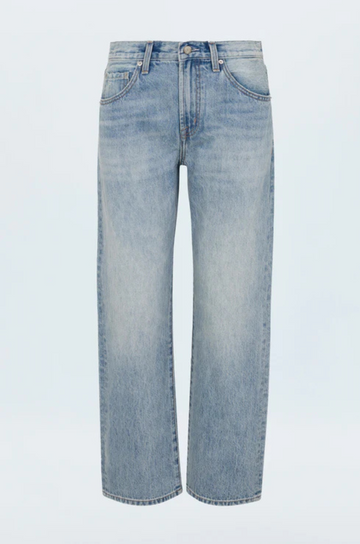 Faded straight leg jeans
Mid rise bowed straight leg jeans
No stretch
Button and zipper fly
Five pocket construction
Rise: 10" / Inseam: 29" / Leg Opening: 17.5"
Cotton
mid to light wash denim jeans