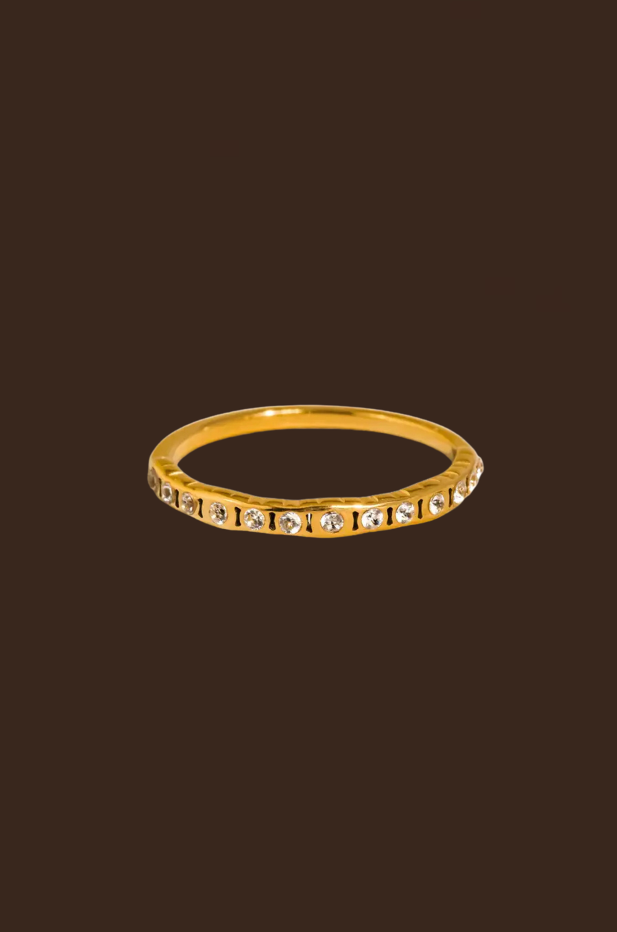 18K Gold Non-Tarnish Thin CZ Ring
18K Gold Plating
Stainless Steel
Cubic Zirconia
Size 7 Measurement: 0.682 Diameter/2.14 Circumference
Size 8 Measurement: 0.714 Diameter/2.24 Circumference
Lead-free/Nickel-safe/Hypoallergenic/Water Resistant
gold cz band ring