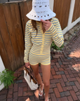 yellow and blue Striped mini short
Elastic waistband
Scalloped trim
Unlined
hamptons east coast outfit