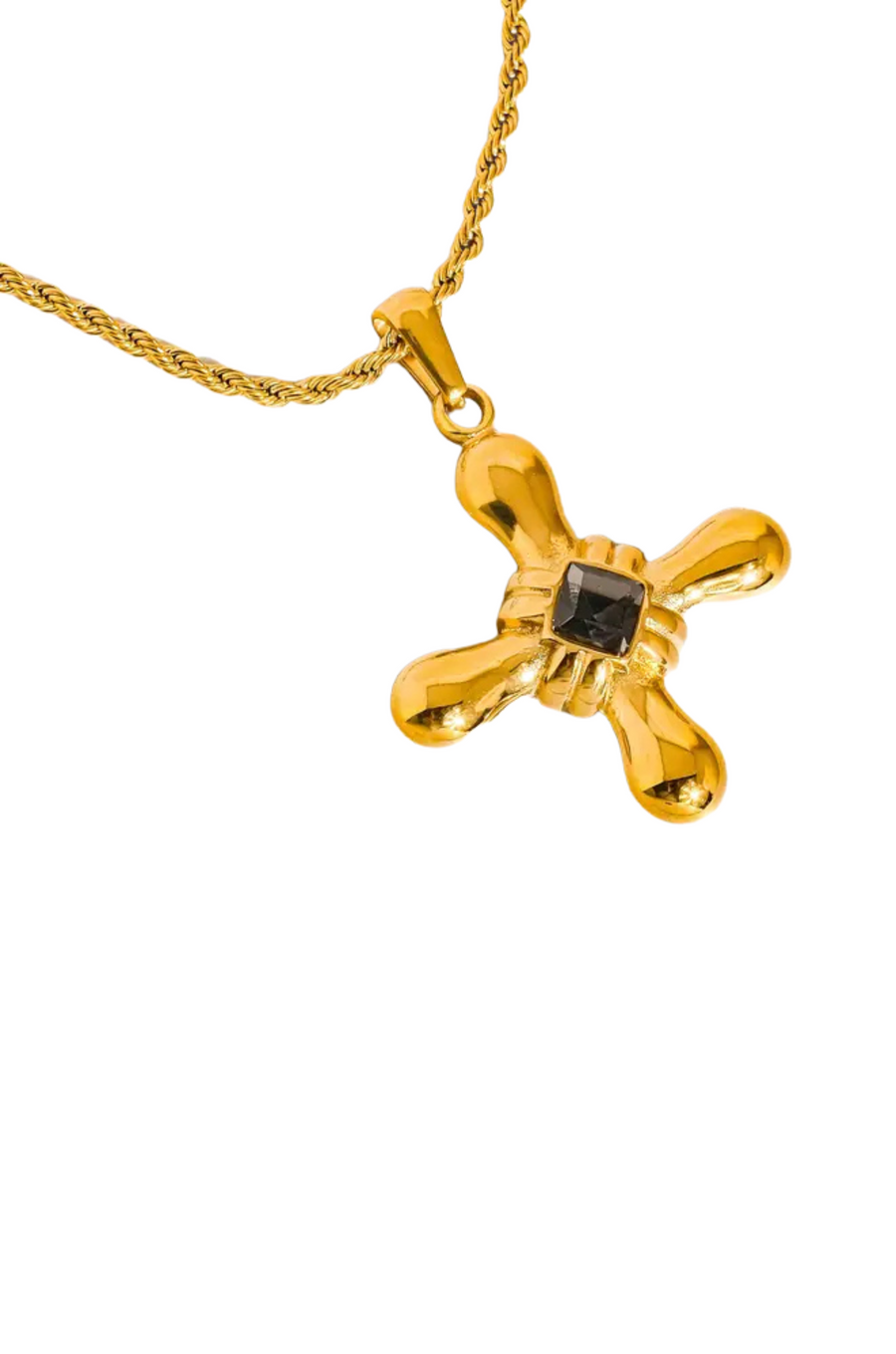 18K gold non-tarnish stone cross necklace
18K gold plating stainless steel
Pendant Size: 1.19"x1.41"
Chain Length: 19.96"
Extension Length: 2.17"
Lead and Nickel Free
Hypoallergenic
Water Resistant
gold and black cross necklace