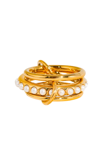 18K Gold Non-Tarnish Multi Stack Pearl Band Ring
18K Gold Plating
Stainless Steel
Size 8 Measurement: 0.714 Diameter/2.24 Circumference
Lead-free
Nickel-safe
Hypoallergenic
Water Resistant