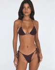 brown Triangle bikini top
Stud detailing
Adjustable neck and back tie
Fit runs true to size