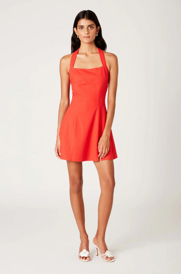 Halter-style mini dress
Square neckline
Fitted bodice and flare skirt
Open back design
Front slit
Adjustable back tie
Zipper closure
Red halter mini dress
fourth of july dress outfit