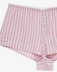 pink Striped boxer shorts
Front boxer placket with buttons
Adorned with picot trims
Decorative bow at front waist
Unlined
Polyester/Cotton
for love & lemons boxer shorts