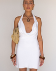 white Cowl neck halter mini dress
Adjustable neck tie
Lined
bridal mini dress
bachelorette dress outfit
Summer dress
spring dress
vacation mini dress