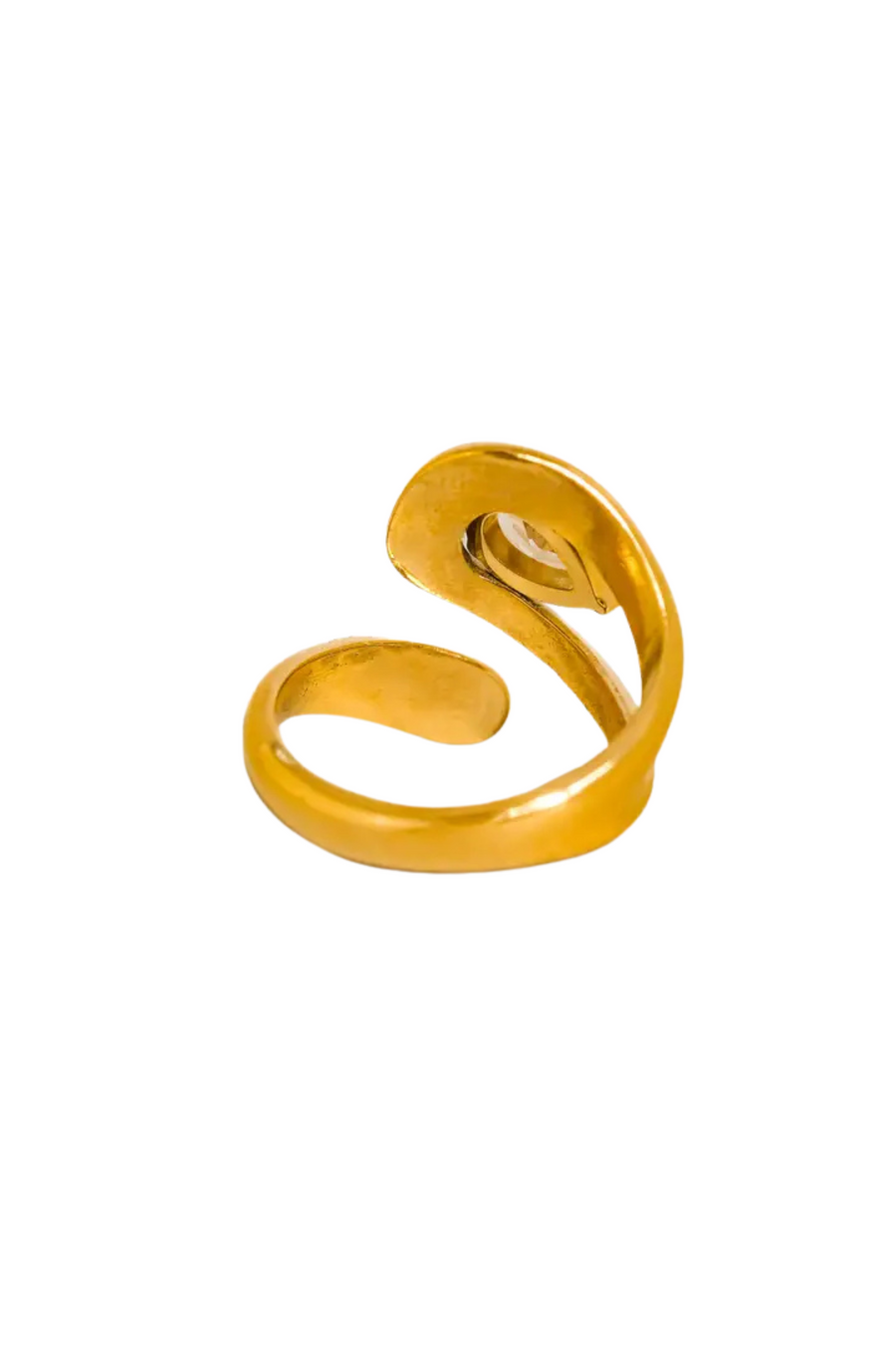 18K Gold Non-Tarnish Wrap CZ Ring
18K Gold Plating
Stainless Steel
Size 7 Measurement: 0.682 Diameter/2.14 Circumference
Lead-free
Nickel-safe
Hypoallergenic
Water Resistant