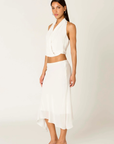 white Soft and flowy with a midi skirt
Asymmetrical hem
Mid-rise waist
Side ruffle accent with a subtle wrap effect
Side zipper closure
Polyester
bridal skirt