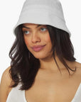 white terry cloth bucket hat