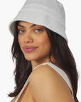 white terry cloth bucket hat
