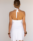 white Cowl neck halter mini dress
Adjustable neck tie
Lined
bridal mini dress
bachelorette dress outfit
Summer dress
spring dress
vacation mini dress