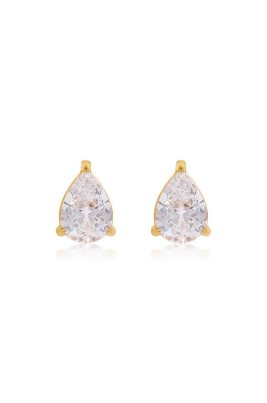 gold Tear-dropped shaped CZ stone earrings
Stainless Steel & Cubic Zirconium
Waterproof, Tarnish Free &amp; Hypoallergenic
