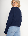Knit long sleeve cardigan
Rolled collar
Button down closure
navy blue cardigan
fall cardigan
fall outfit
fall sweater