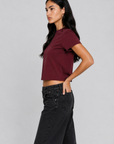 maroon burgundy Crewneck t-shirt top
Short sleeve
Unlined