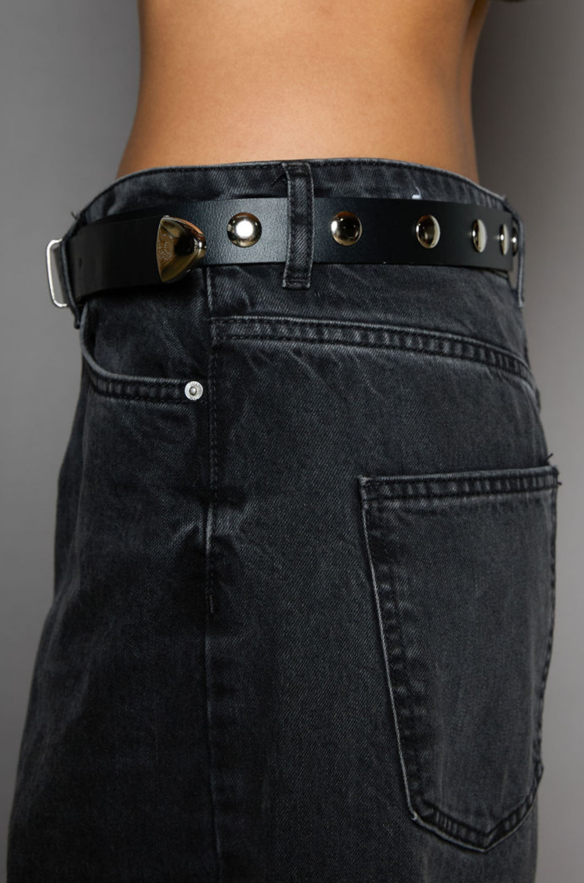 Studded faux leather belt.