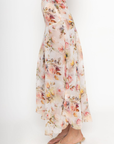 Floral printed asymmetircal midi skirt
Lace picot trim
Side zipper closure
Unlined/sheer
Vintage floral asymmetrical skirt
Summer skirt