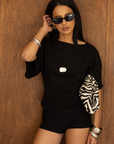 Boatneck short sleeve top
Unlined
black boatneck top
going out top