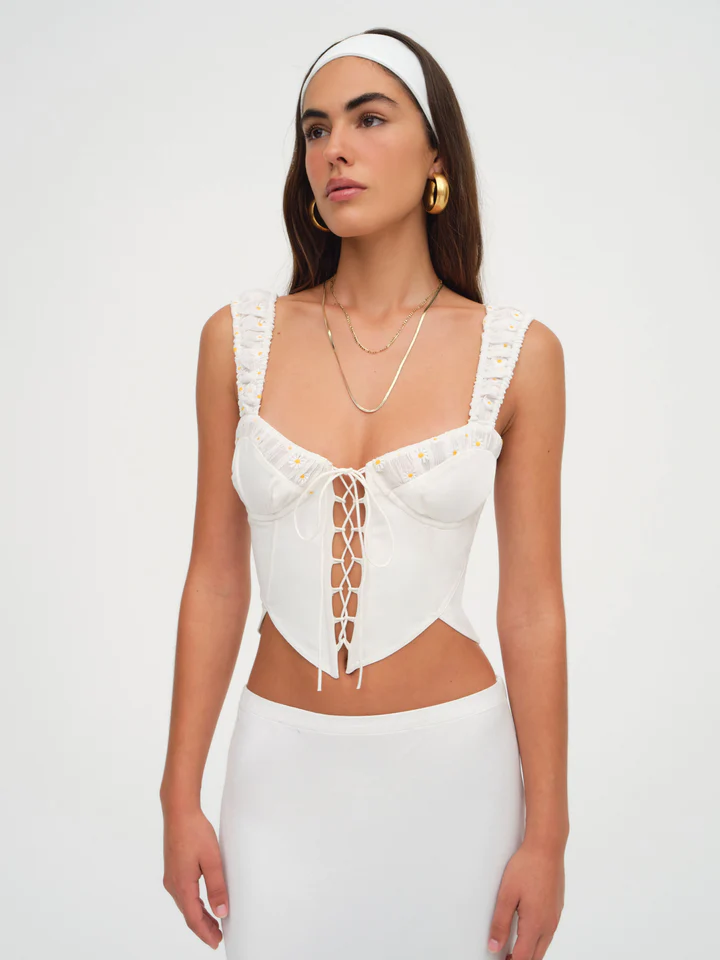 Tilly Denim Corset Top by For Love & Lemons - FINAL SALE