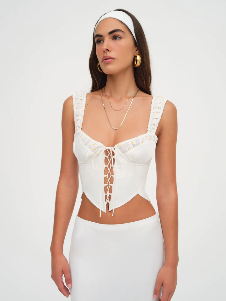 Tilly Denim Corset Top by For Love & Lemons