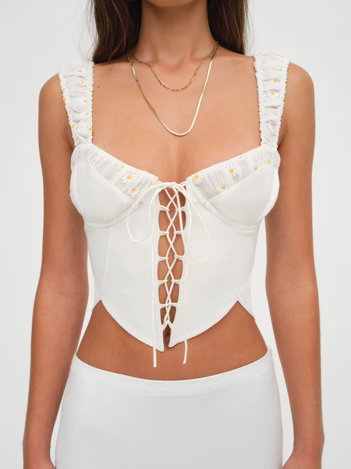 Tilly Denim Corset Top by For Love & Lemons - FINAL SALE – SHOPLUNAB Tilly Denim Corset Top by For Love & Lemons - FINAL SALE – SHOPLUNAB