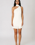 One shoulder halter mini dress
Attached scarf
Adjustable back strap
Tired skirt
Side zipper closure
Lined
white graduation mini dress
white bridal mini dress