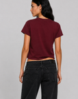 maroon burgundy Crewneck t-shirt top
Short sleeve
Unlined