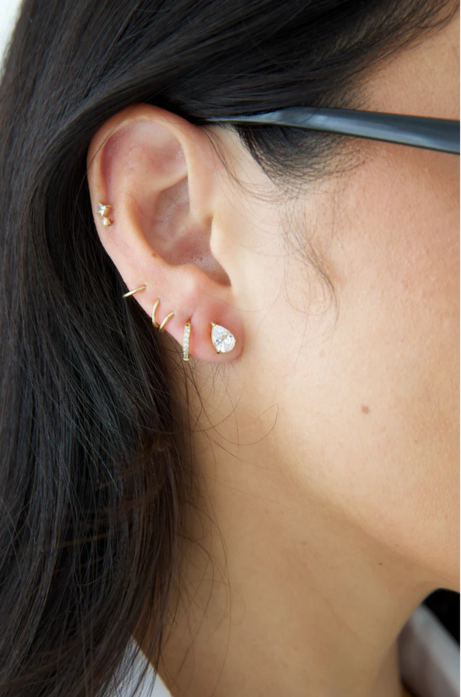 gold Tear-dropped shaped CZ stone earrings
Stainless Steel & Cubic Zirconium
Waterproof, Tarnish Free &amp; Hypoallergenic