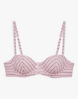 pink Striped unlined bra
Underwire cups
Adorned with picot trims
Decorative bow at front
Adjustable straps
pink bra
for love & lemons bra