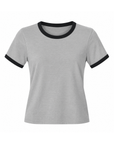 grey Short sleeve t-shirt top with black trim
Crew neckline
Short sleeve
Contrast trim
Unlined