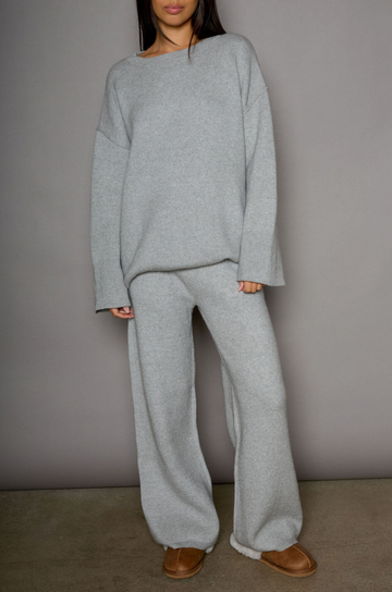 crochet knit set. sweater pant set. cozy set. cute loungewear. cute comfy outfit. fall outfit. winter outfit. grey lounge set