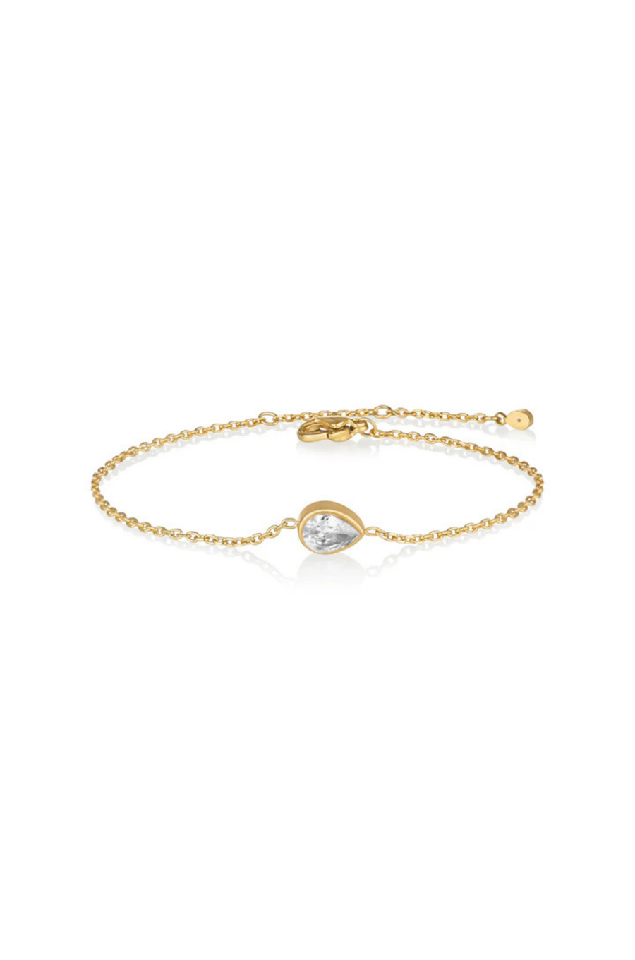 CZ stone bracelet
Waterproof, Tarnish Free &amp; Hypoallergenic
All Wrist Sizes Up To 18cm
gold teardrop cz stone bracelet