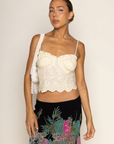 Woven floral eyelet cami tank top
Ruffle bust hem
Elastic bust hem
Adjustable straps
Back zipper closure
Unlined
yellow floral eyelet tank top 
summer tank top
spring tank top
