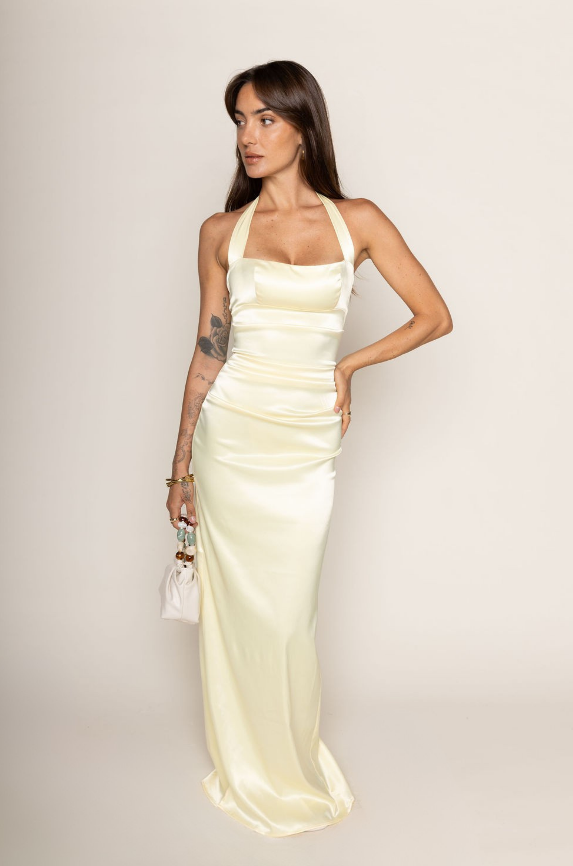 Yellow Satin halter maxi dress
Adjustable neck tie
Zipper and back tie closure
Unlined
yellow satin bridesmaid dress
summer wedding guest dress