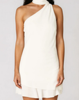One shoulder halter mini dress
Attached scarf
Adjustable back strap
Tired skirt
Side zipper closure
Lined
white graduation mini dress
white bridal mini dress